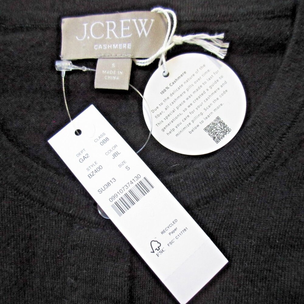 NWT J.Crew Featherweight Cashmere Cardigan in Jet Black Fitted Sweater S - Picture 5 of 6